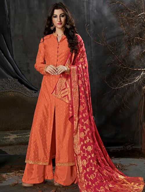 zari self-design a-line suit - 15983559 - Very Small Image - 1