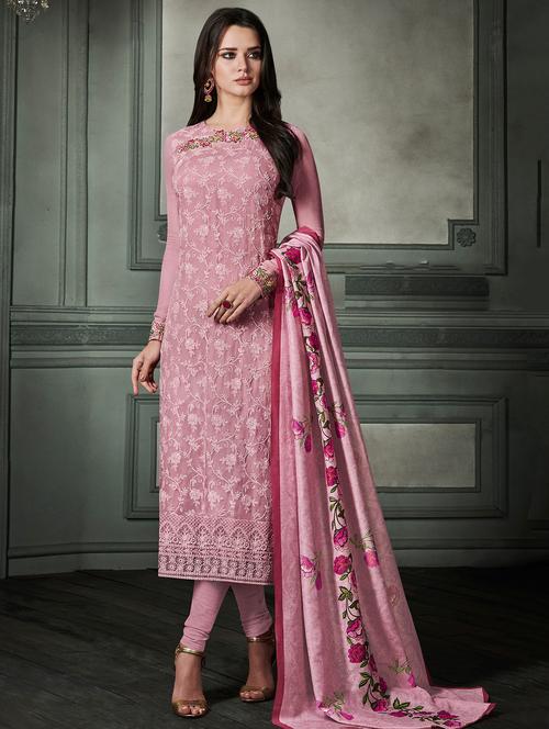 tonal embroidered semi-stitched suit - 15983569 - Very Small Image - 1
