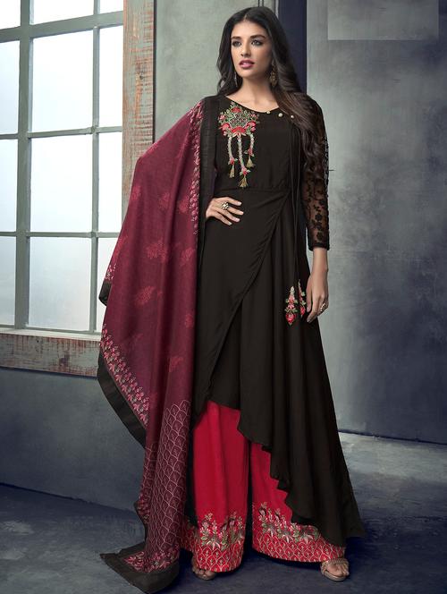 embroidered asymmetric palazzo suit - 15983599 - Very Small Image - 1