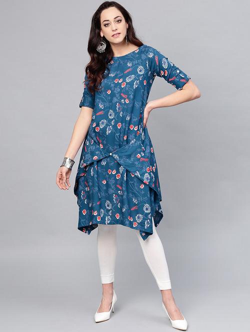 asymmetric printed kurta - 15984597 - Very Small Image - 1
