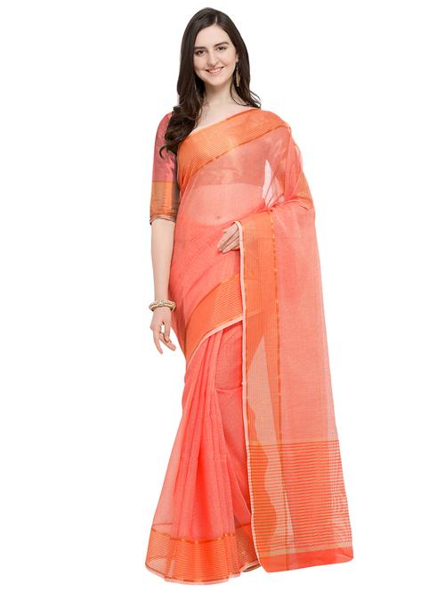 zari border red kota doria saree with blouse - 15984942 - Very Small Image - 1