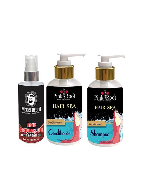 pink root hair spa shampoo, conditioner with mister beard argan hair regrowth oil - 15986068 - Very Small Image - 1