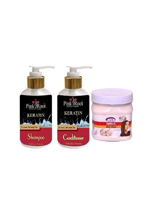 pink root kertain shampoo, conditioner with garlic hair mask - 15986072 - Very Small Image - 1