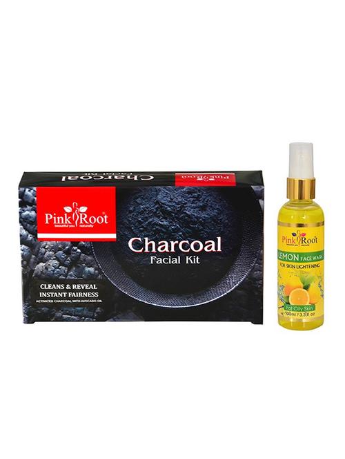 pink root charcoal facial kit 83gm with lemon face wash 100ml - 15986086 - Very Small Image - 1