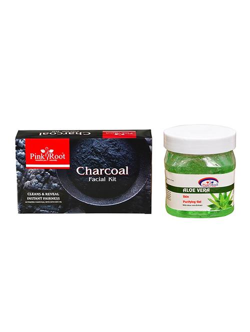 pink root charcoal facial kit with aloevera gel - 15986104 - Very Small Image - 1