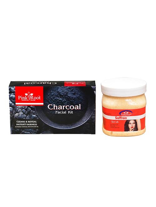 pink root charcoal facial kit with saffron scrub - 15986123 - Very Small Image - 1