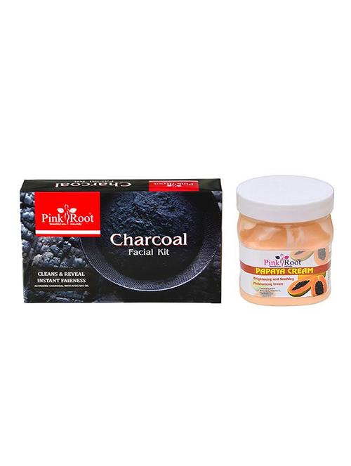 pink root charcoal facial kit with papaya cream - 15986142 - Very Small Image - 1