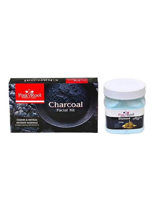 pink root charcoal facial kit with diamond cream - 15986154 - Very Small Image - 1