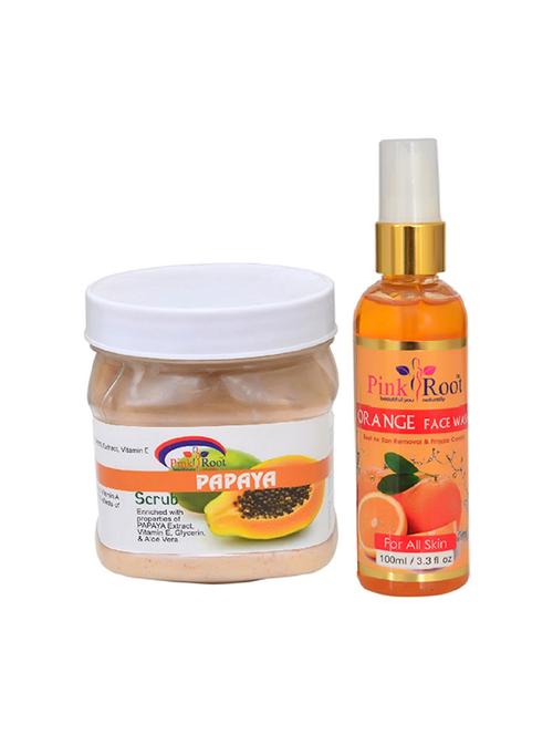 pink root papaya scrub with orange face wash - 15986468 - Very Small Image - 1