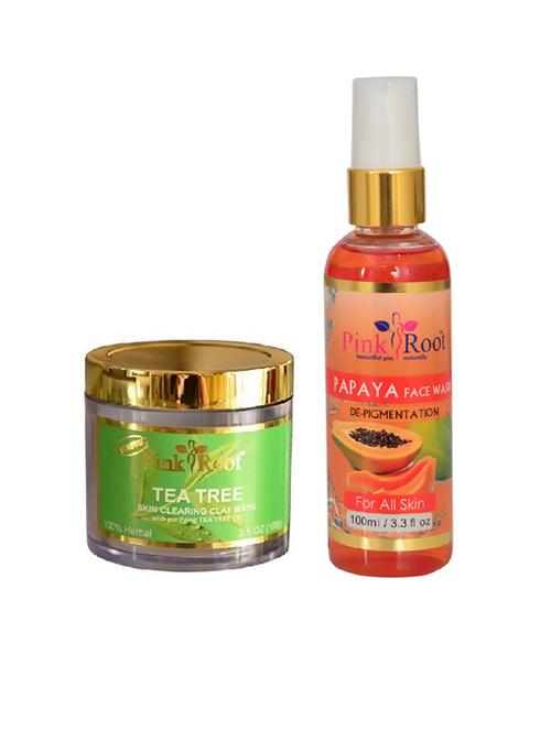 pink root tea tree mask with papaya face wash - 15986807 - Very Small Image - 1