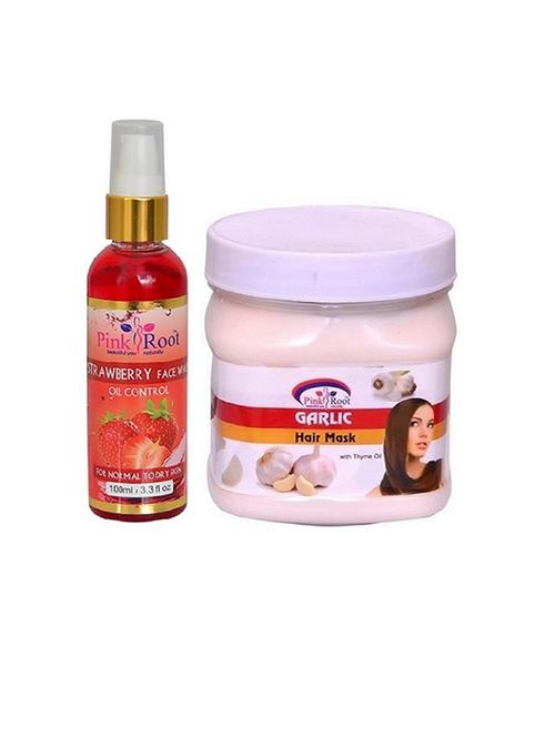 pink root strawberry face wash with garlic hair mask - 15987048 - Very Small Image - 1