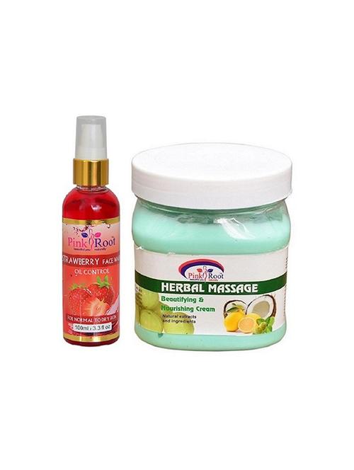 pink root strawberry face wash with herbal massage cream - 15987077 - Very Small Image - 1