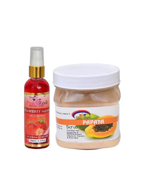 pink root strawberry face wash with papaya scrub - 15987108 - Very Small Image - 1