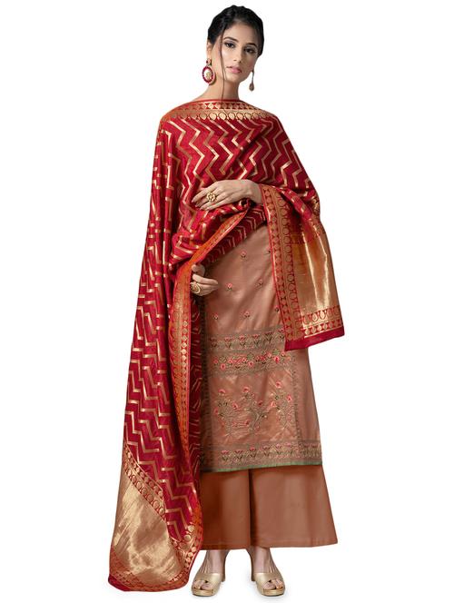 embroidered semi-stitched palazzo suit - 15987494 - Very Small Image - 1