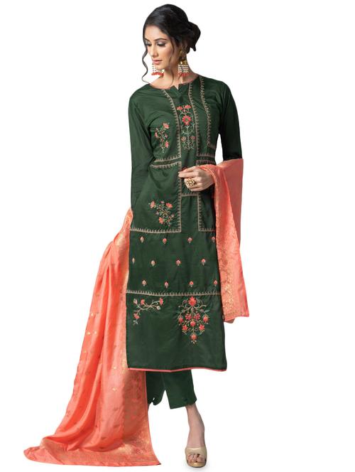 embroidered semi-stitched pant suit - 15987497 - Very Small Image - 1