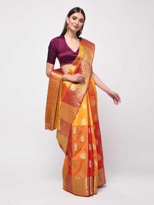 zari motifs banarasi saree with blouse - 15987551 - Very Small Image - 1