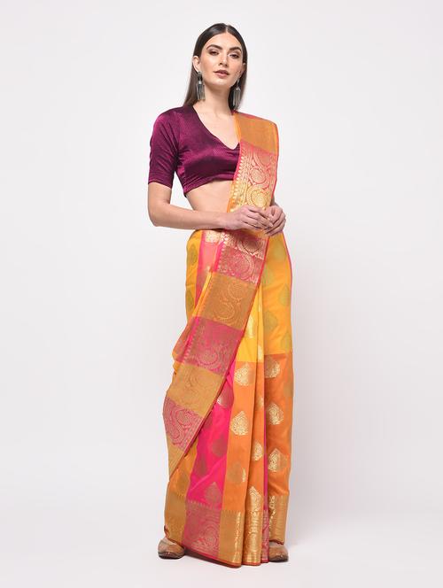 zari motifs banarasi saree with blouse - 15987552 - Very Small Image - 1