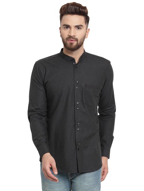 black solid casual shirt - 15987940 - Very Small Image - 1