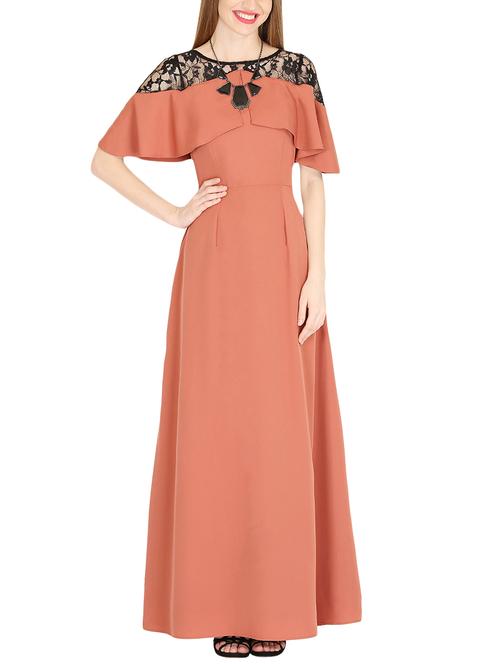 contrast lace maxi dress - 15987944 - Very Small Image - 1
