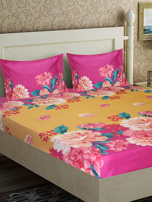 splendid floral microfiber double bed sheet with 2 pillow covers - 15988003 - Very Small Image - 1