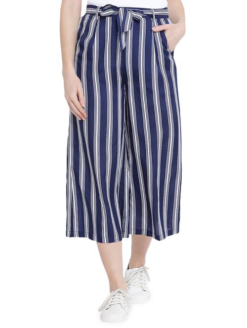 tie up waist striped culotte - 15988521 - Very Small Image - 1