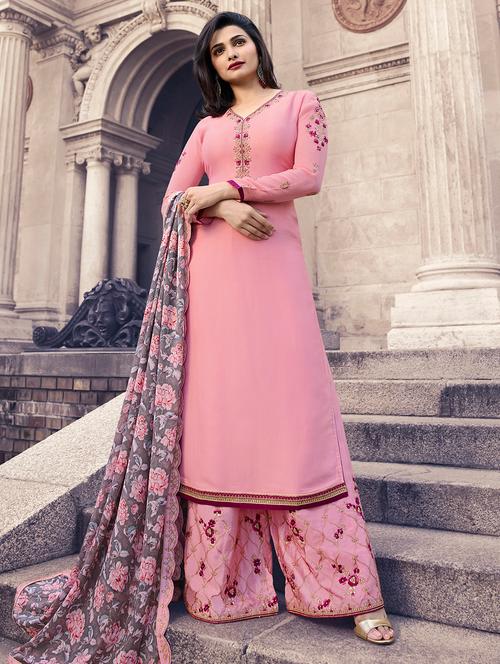 straight palazzo suits semi-stitched suit - 15988987 - Very Small Image - 1