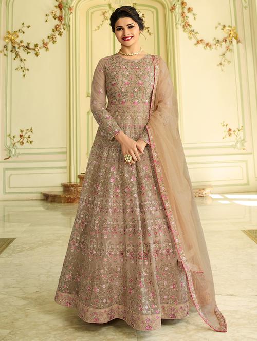 embroidered anarkali kurta-skirt semi-stitched suit - 15988995 - Very Small Image - 1