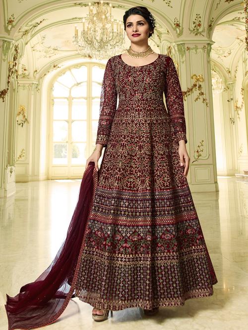 embroidered anarkali suits semi-stitched suit - 15988998 - Very Small Image - 1