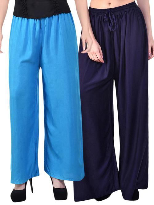 set of 2 solid palazzos - 15989234 - Very Small Image - 1