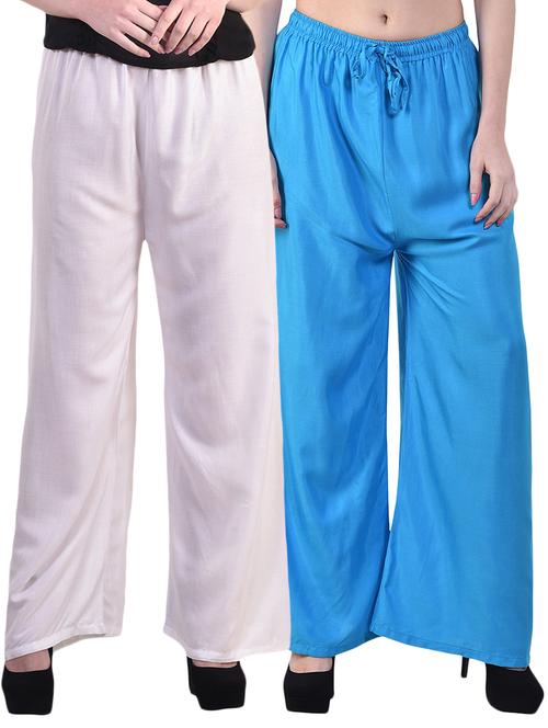 set of 2 solid palazzos - 15989286 - Very Small Image - 1