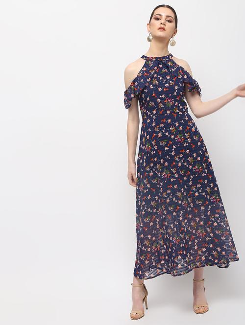 ruffled cold shoulder floral maxi dress - 15989930 - Very Small Image - 1