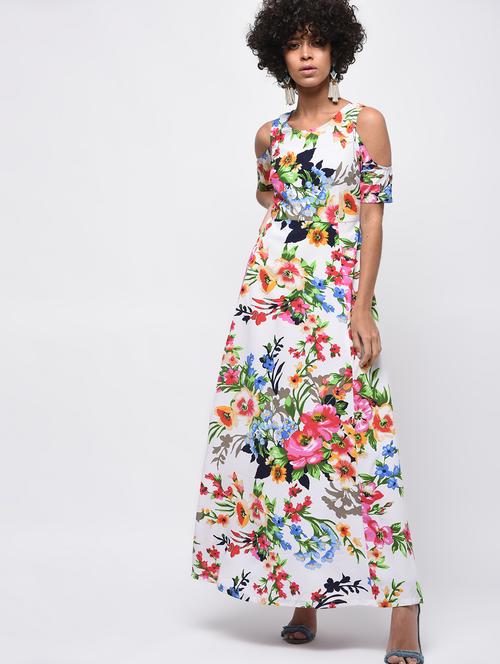 cold shoulder floral maxi dress - 15989944 - Very Small Image - 1