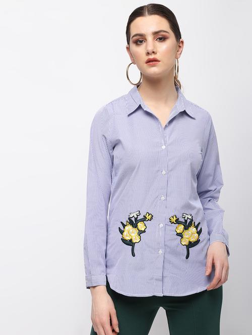 floral embroidered striped shirt - 15989947 - Very Small Image - 1