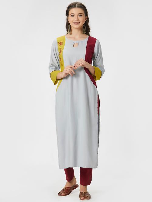 key hole straight kurta - 15990212 - Very Small Image - 1