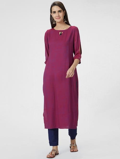 slit sleeves straight kurta - 15990223 - Very Small Image - 1