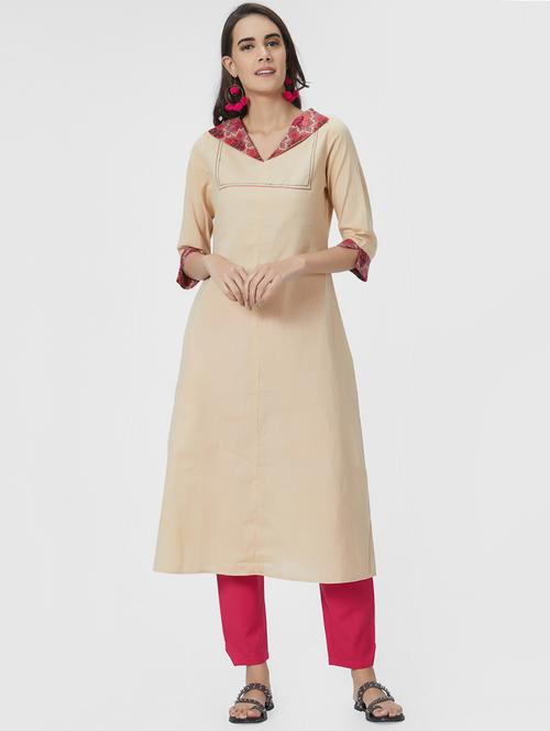 solid a-line kurta - 15990243 - Very Small Image - 1