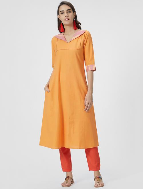 solid a-line kurta - 15990249 - Very Small Image - 1