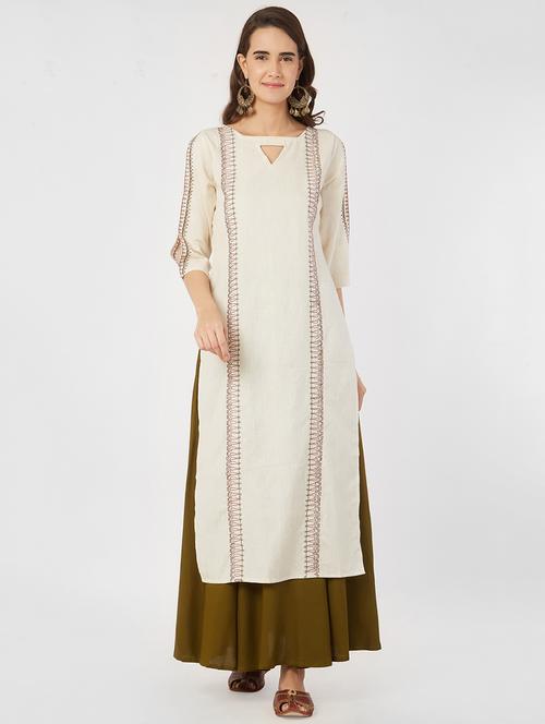 embroidered straight kurta - 15990280 - Very Small Image - 1
