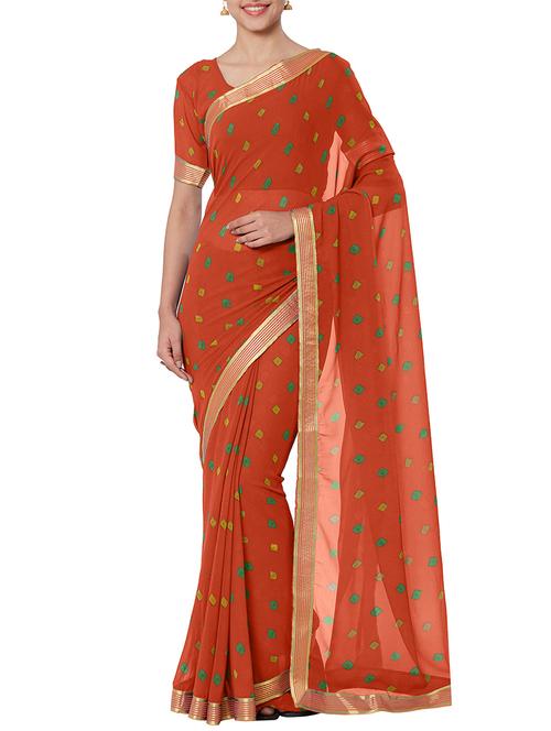 lace border bandhani saree with blouse - 15996585 - Very Small Image - 1