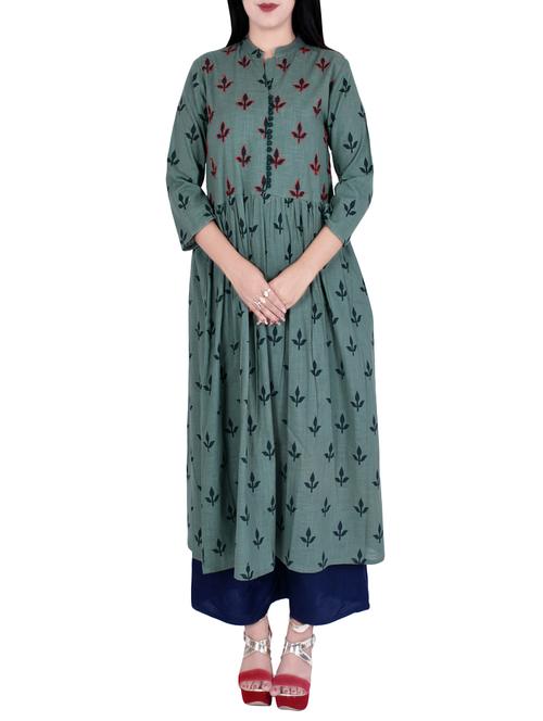 embroidered flared kurta - 15996677 - Very Small Image - 1