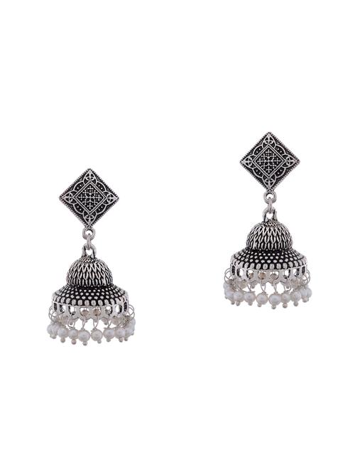 silver metal jhumka earring - 15996894 - Very Small Image - 1