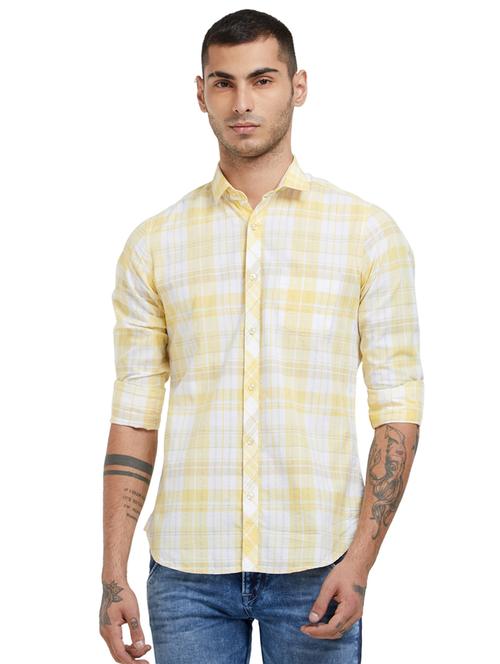 yellow checkered casual shirt - 15996959 - Very Small Image - 1