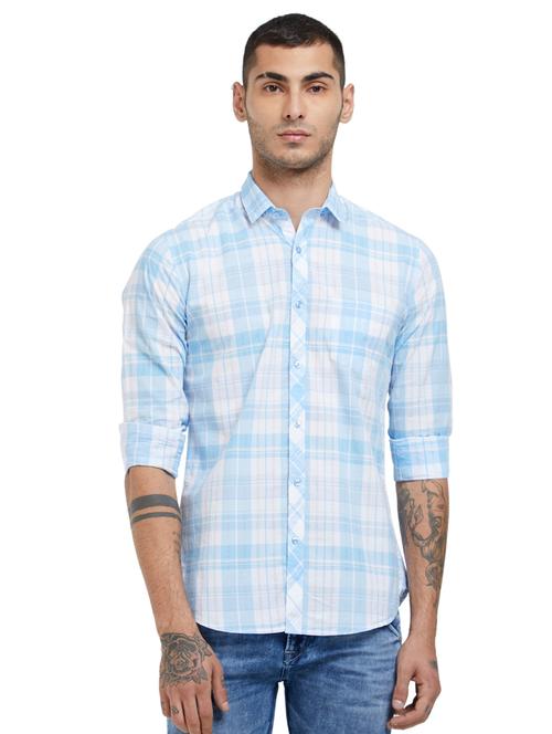blue checkered casual shirt - 15996965 - Very Small Image - 1