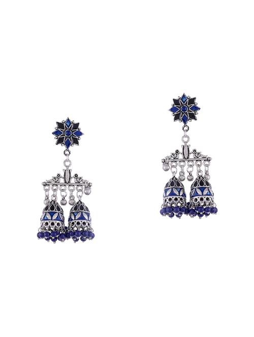 silver metal jhumka earring - 15997098 - Very Small Image - 1