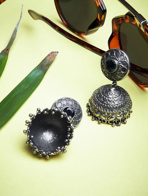 silver oxidized jhumkis earring - 15997258 - Very Small Image - 1