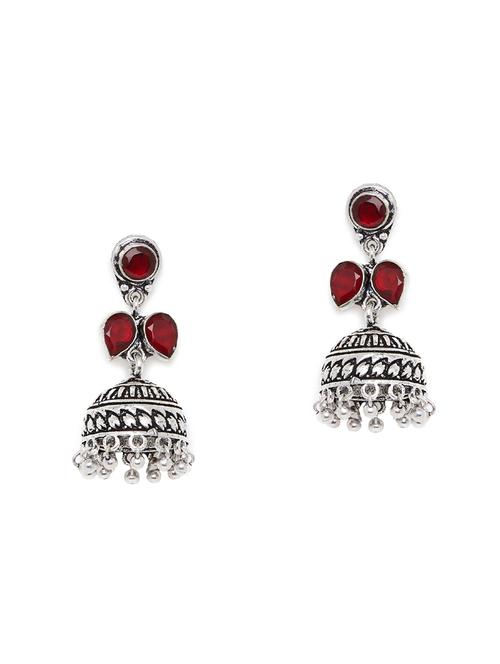 red oxidized jhumkis earring - 15997278 - Very Small Image - 1