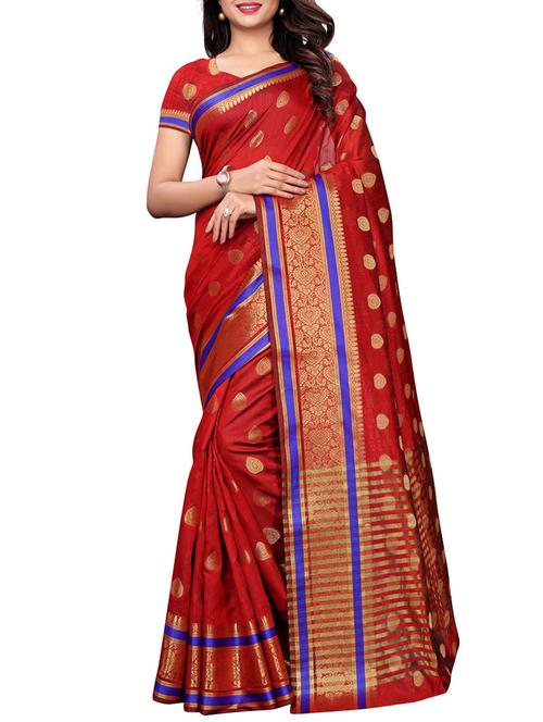 ethnic zari motifs maroon banarasi saree with blouse - 15997655 - Very Small Image - 1