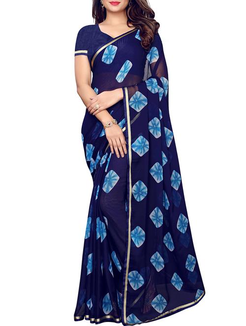 lace border tie & dye saree with blouse - 15997670 - Very Small Image - 1