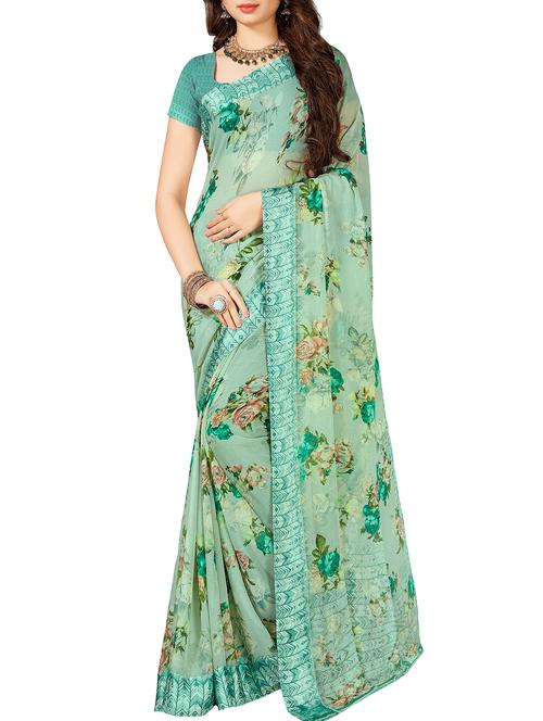 floral printed saree with blouse - 15997823 - Very Small Image - 1