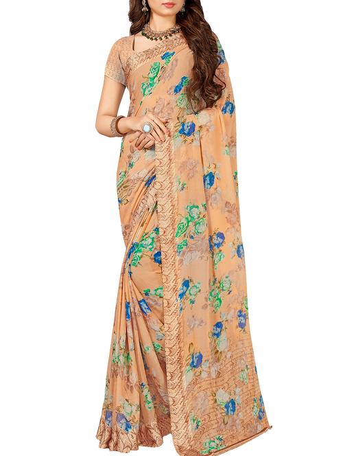 floral printed saree with blouse - 15997827 - Very Small Image - 1